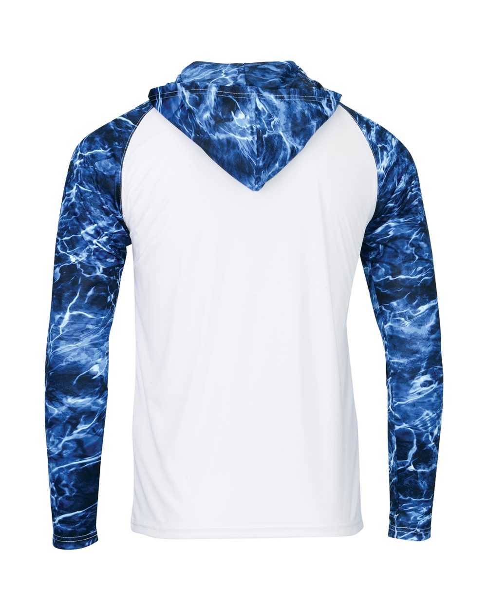 Paragon 241 Men's Biloxi Performance Colorblocked Hooded Long Sleeve T-Shirt in Marlin, back