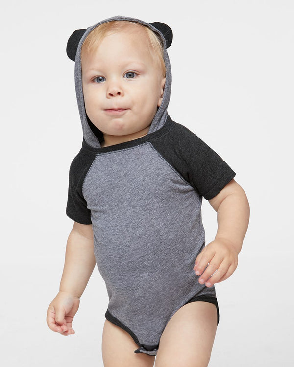 Rabbit Skins 4417 Infant Fine Jersey Raglan Bodysuit with Hood & Ears