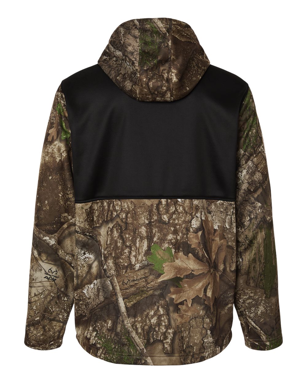 RealTree RT5204 Unisex Realtree® Performance Colorblocked Full-Zip Hooded Sweatshirt in Camo/ Black, back