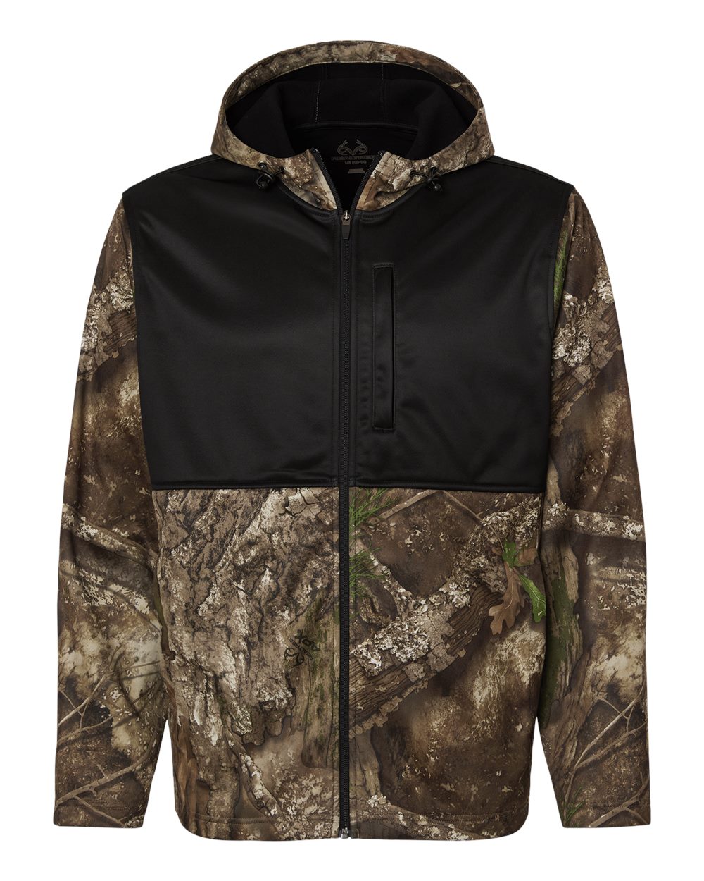RealTree RT5204 Unisex Realtree® Performance Colorblocked Full-Zip Hooded Sweatshirt in Camo/ Black