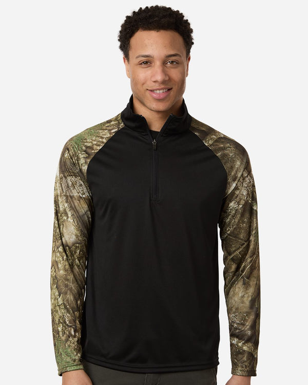 RealTree RT5703 Unisex Realtree® Performance Colorblocked Quarter-Zip Pullover
