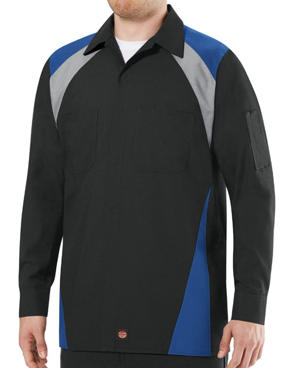 Red Kap SY18T Men's Tall Long Sleeve Tri-Color Shop Shirt
