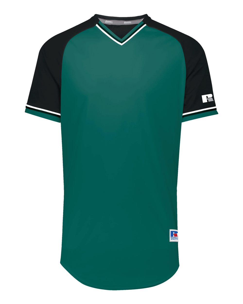 Russell Athletic R01X3M Unisex Classic V-Neck Jersey in Aqua/ Black/ White
