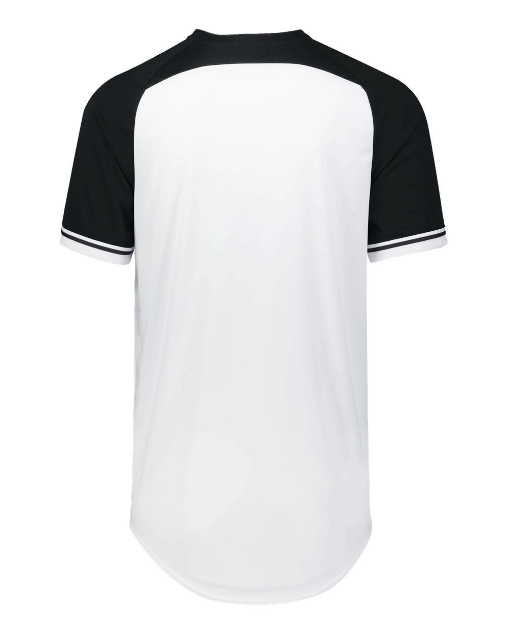 Russell Athletic R01X3M Unisex Classic V-Neck Jersey in White/ Black/ White, back