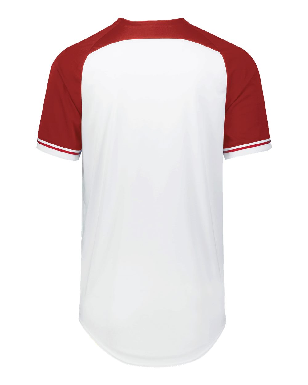 Russell Athletic R01X3M Unisex Classic V-Neck Jersey in White/ True Red/ White, back