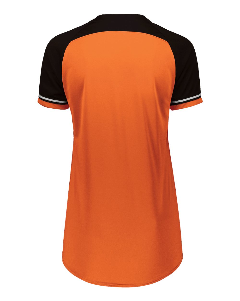 Russell Athletic R01X3X Women's Classic V-Neck Jersey in Burnt Orange/ Black/ White, back