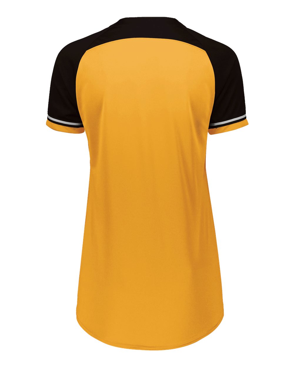 Russell Athletic R01X3X Women's Classic V-Neck Jersey in Gold/ Black/ White, back