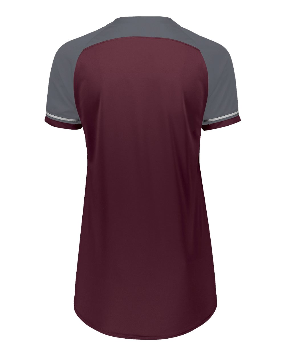 Russell Athletic R01X3X Women's Classic V-Neck Jersey in Maroon/ Steel/ White, back