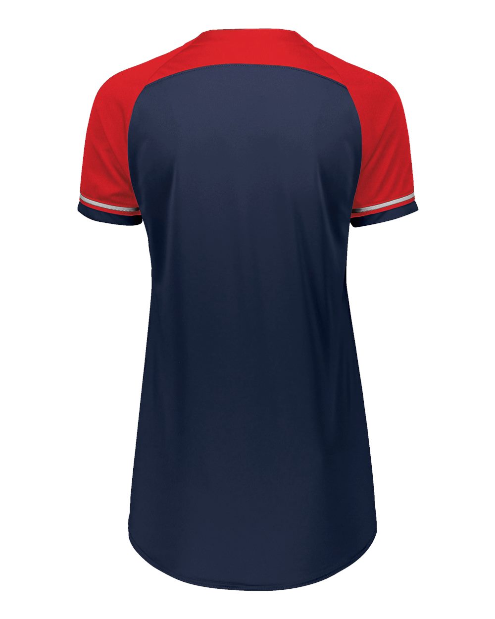Russell Athletic R01X3X Women's Classic V-Neck Jersey in Navy/ True Red/ White, back