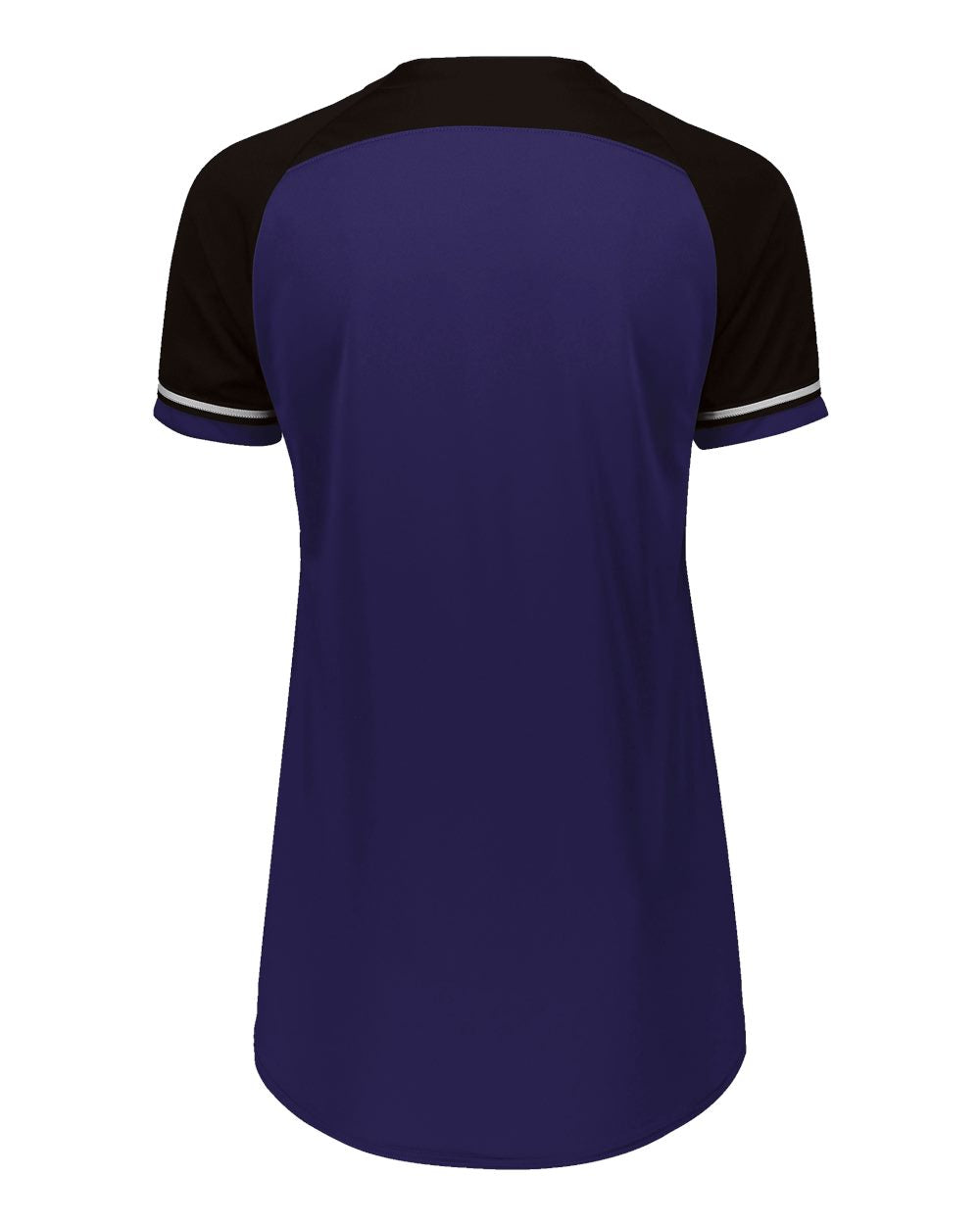 Russell Athletic R01X3X Women's Classic V-Neck Jersey in Purple/ Black/ White, back