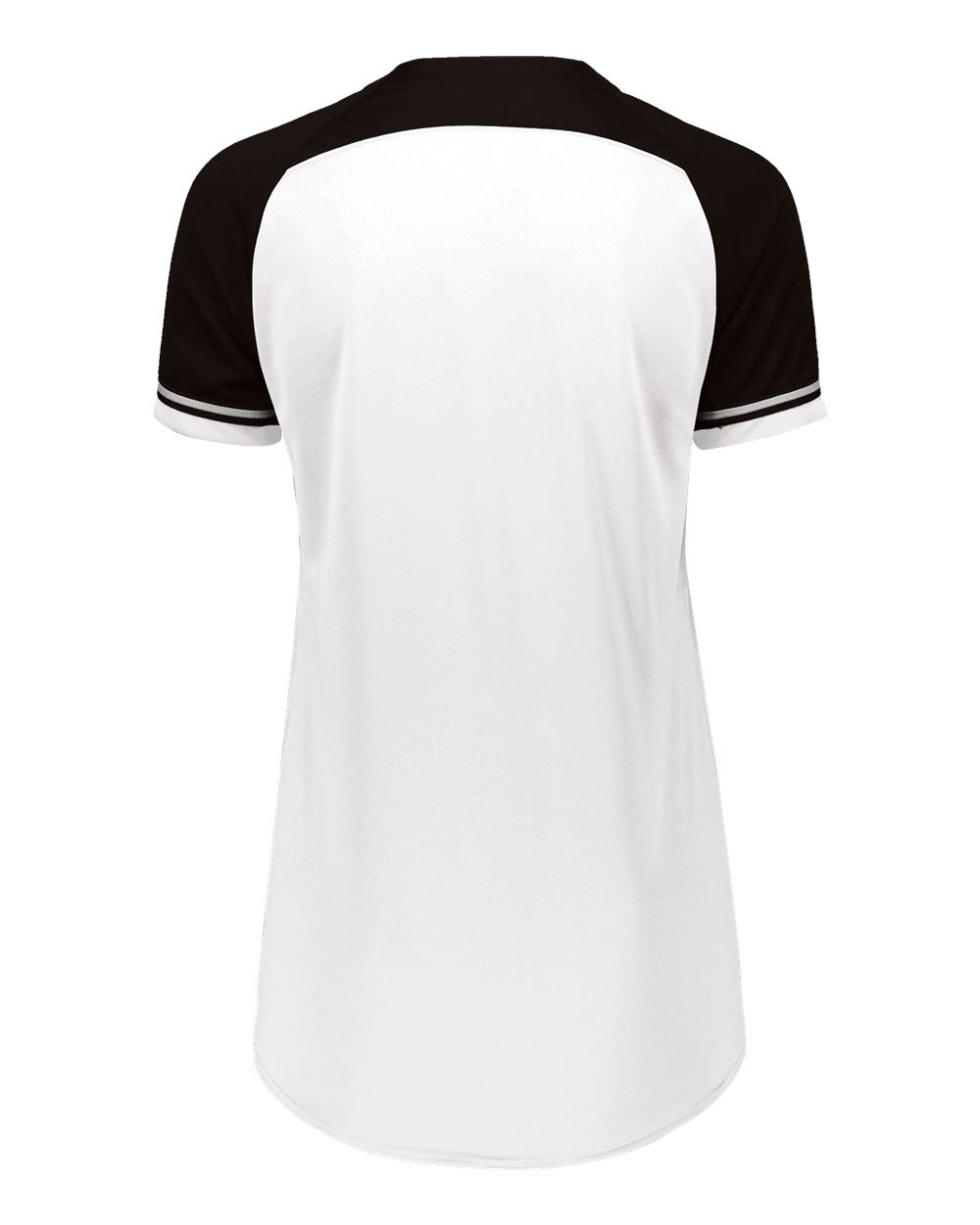 Russell Athletic R01X3X Women's Classic V-Neck Jersey in White/ Black/ White, back