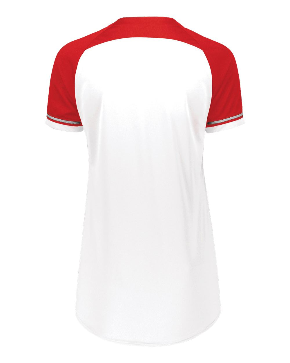 Russell Athletic R01X3X Women's Classic V-Neck Jersey in White/ True Red/ White, back