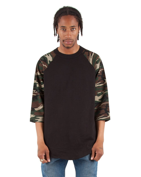 Shaka Wear SHRAGCM Unisex Camo Raglan Tee
