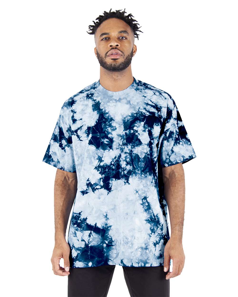 Shaka Wear SHTDSS Unisex Max Heavyweight Tie-Dyed Tee in Navy/ White
