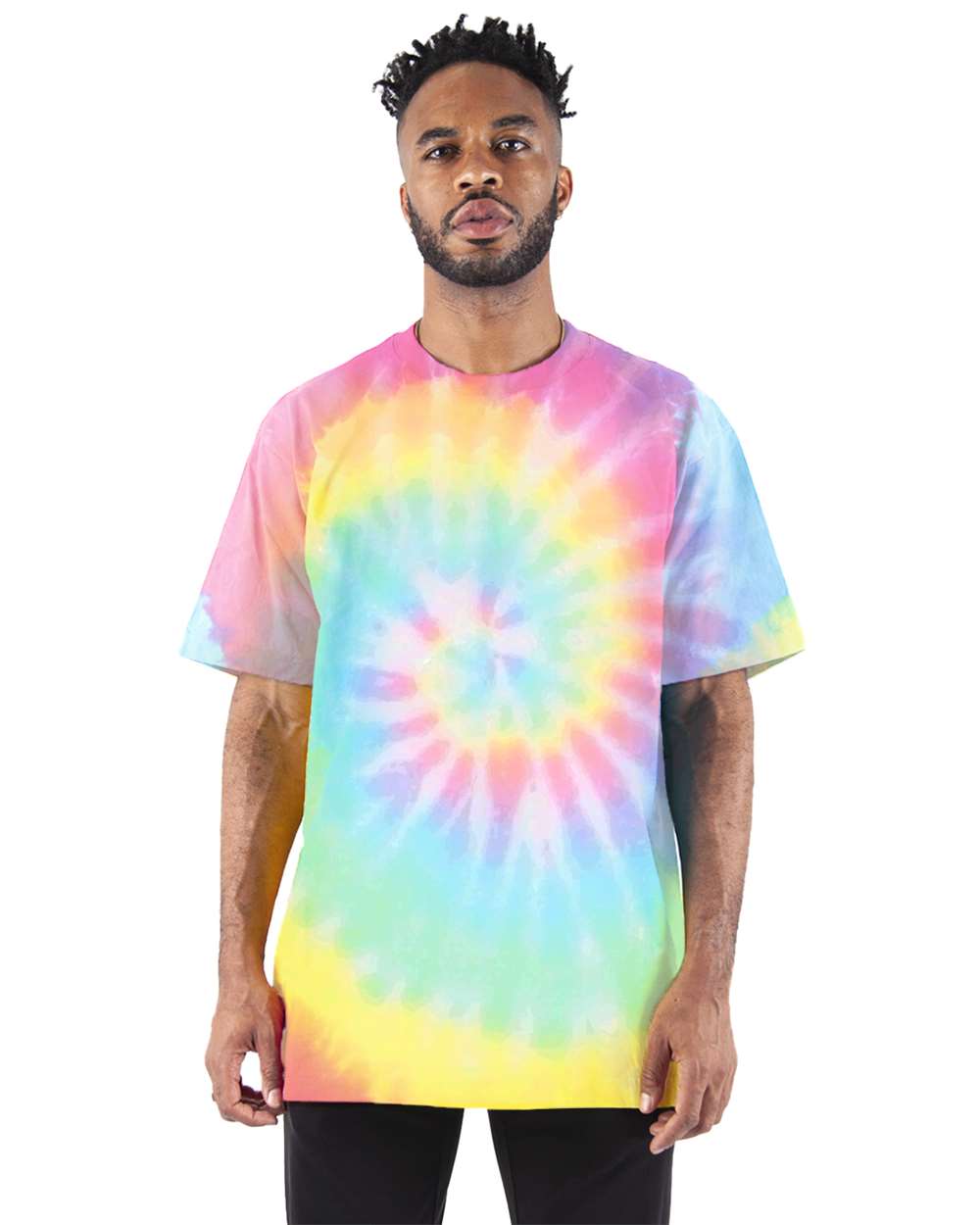 Shaka Wear SHTDSS Unisex Max Heavyweight Tie-Dyed Tee in Sherbet Rainbow