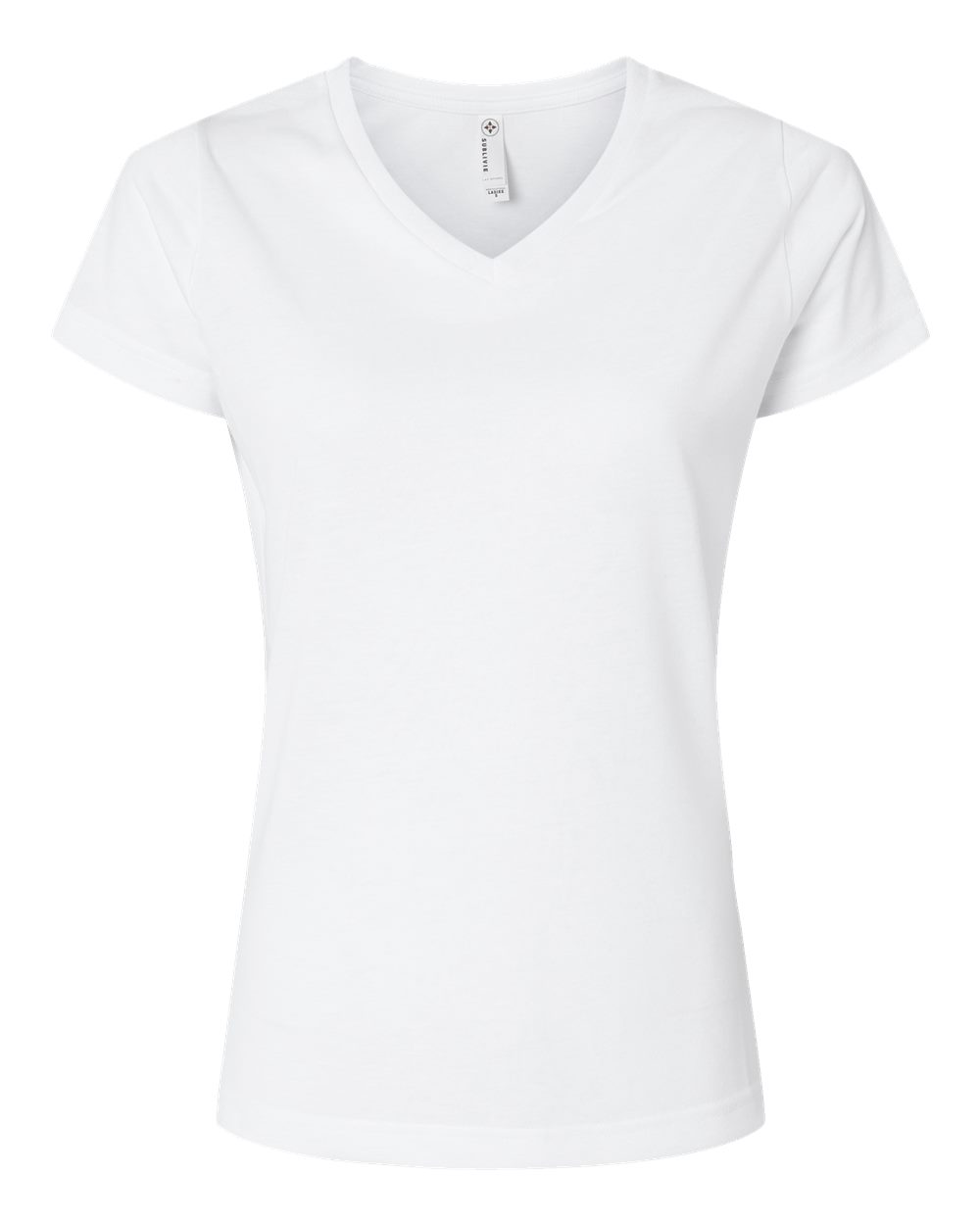 SubliVie 1507 Women's Polyester Sublimation V-Neck Tee in White