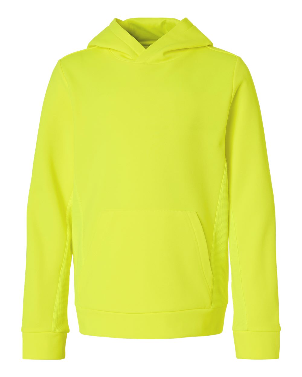 Team 365 TT400Y Youth Squad Hooded Tech Fleece Pullover in Safety Yellow