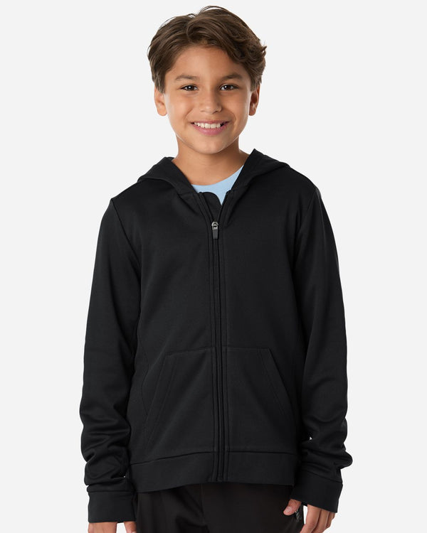 Team 365 TT402Y Youth Squad Tech Fleece Hooded Full-Zip