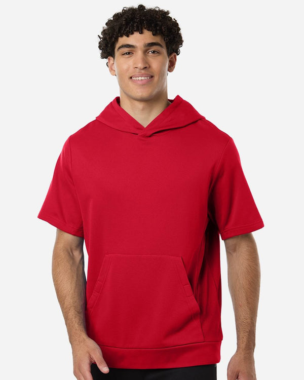 Team 365 TT404 Unisex Squad Tech Fleece Hooded Short-Sleeve Sweatshirt