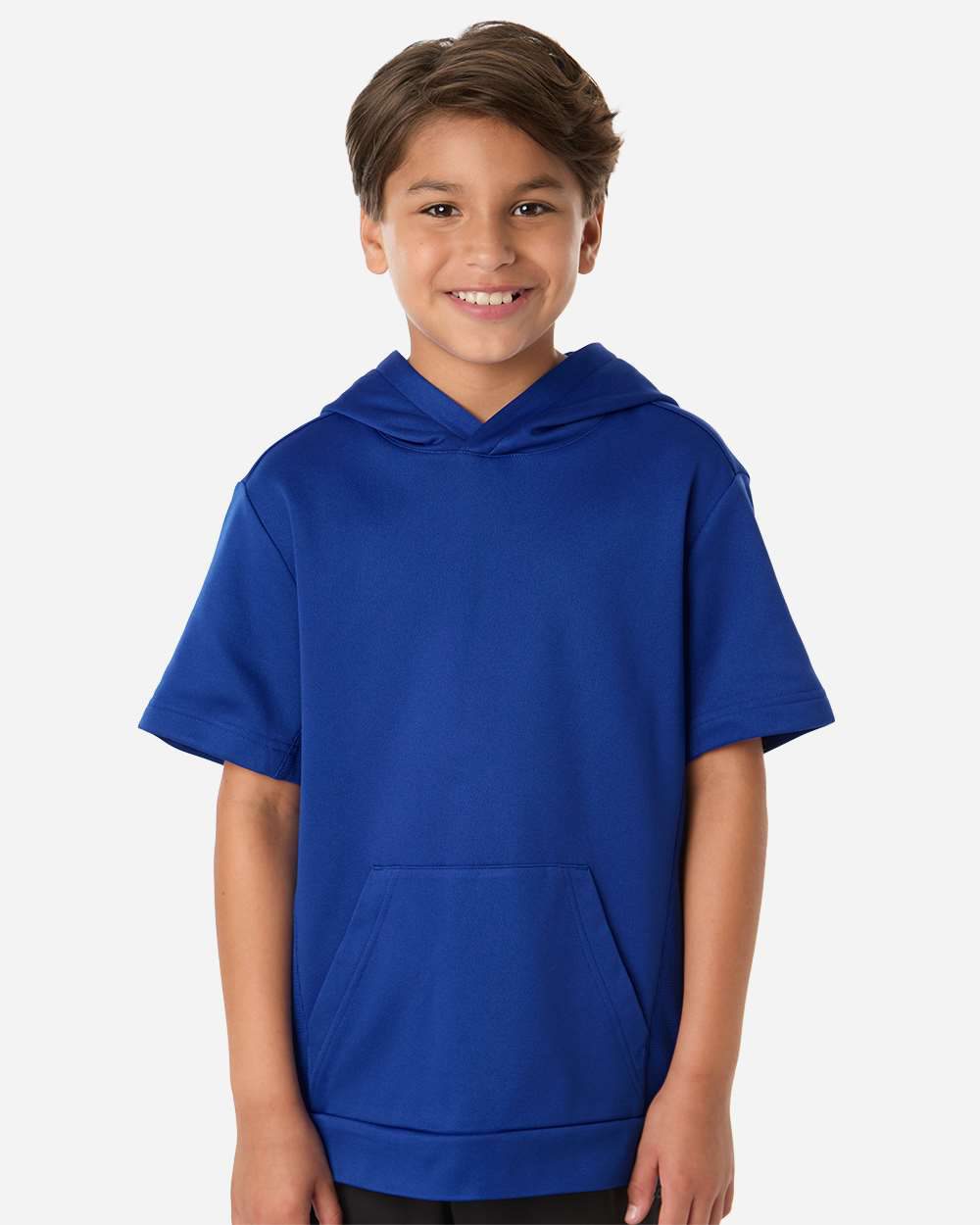 Team 365 TT404Y Youth Squad Tech Fleece Hooded Short-Sleeve Sweatshirt