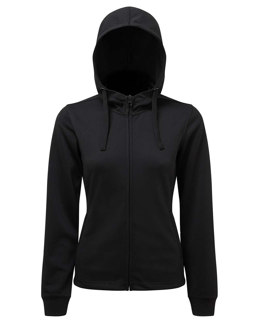TriDri TD498 Women's Spun Dyed Full-Zip Hooded Sweatshirt in Black