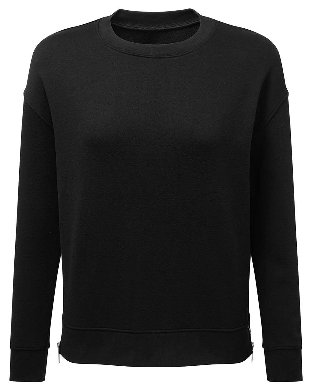 TriDri TD600 Women's Billie Side-Zip Crewneck Sweatshirt in Black