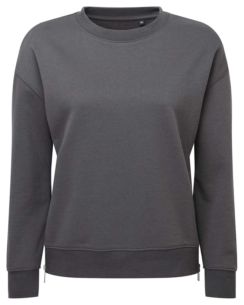 TriDri TD600 Women's Billie Side-Zip Crewneck Sweatshirt in Charcoal