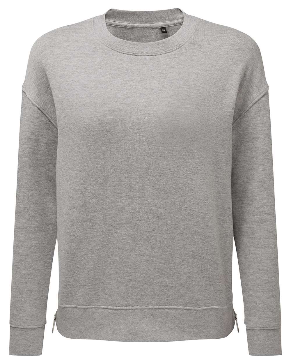 TriDri TD600 Women's Billie Side-Zip Crewneck Sweatshirt in Heather Grey
