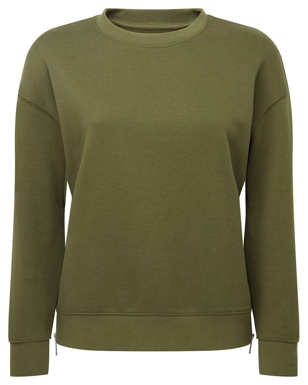 TriDri TD600 Women's Billie Side-Zip Crewneck Sweatshirt in Olive