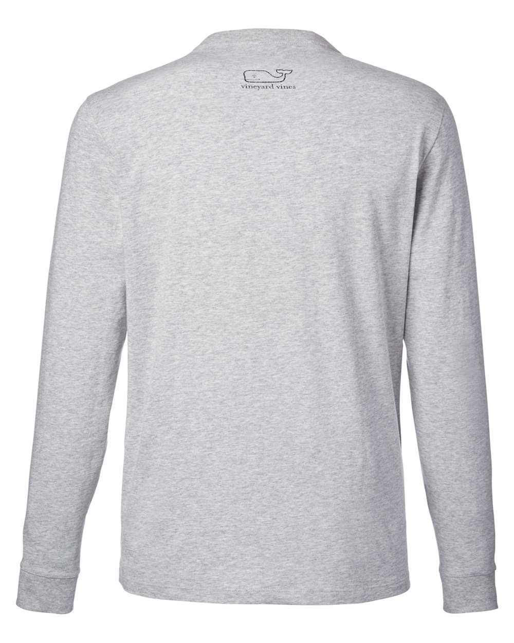 vineyard vines V021214 Unisex Long Sleeve Pocket T-Shirt in Grey Heather/ Blue Blazer, back