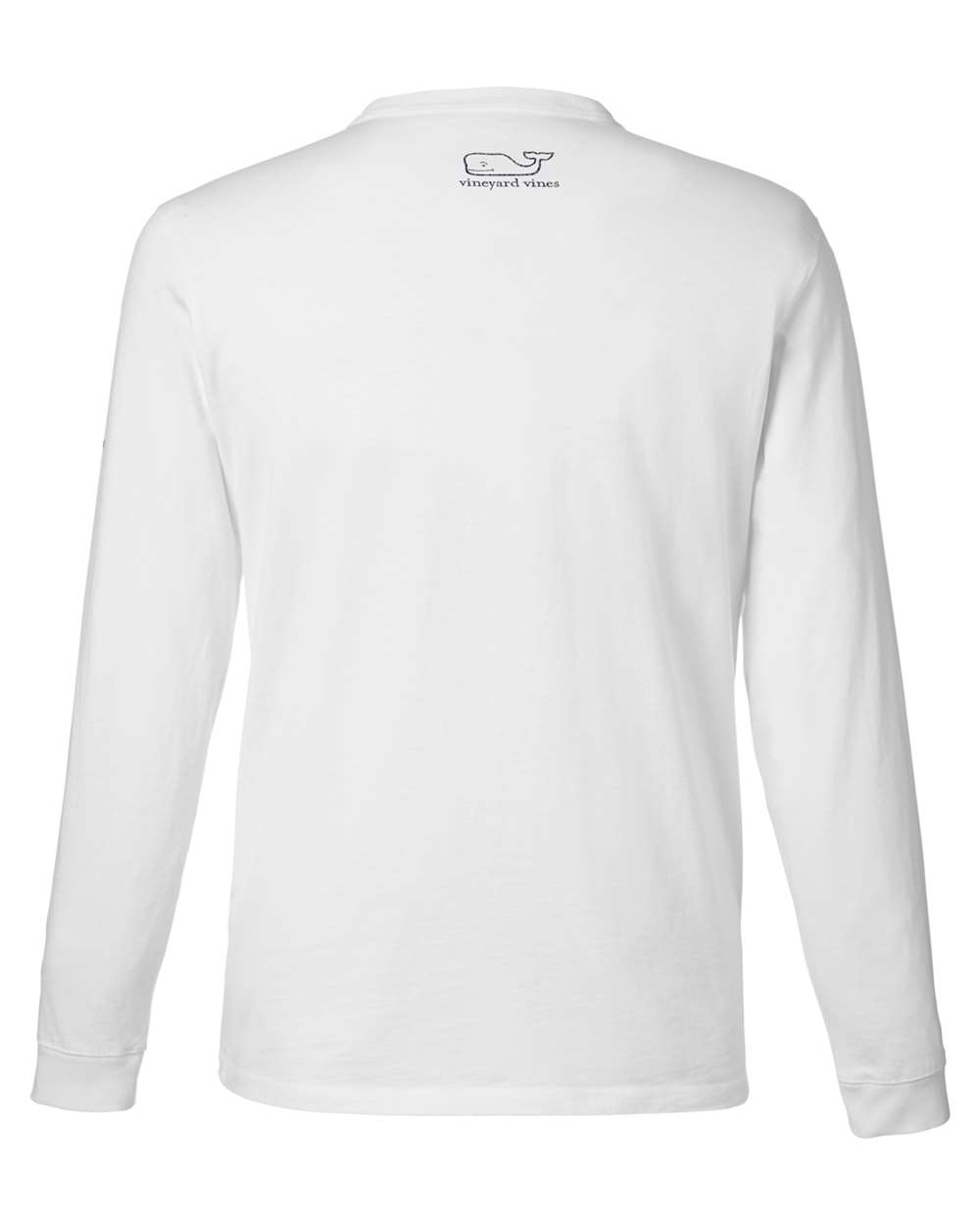 vineyard vines V021214 Unisex Long Sleeve Pocket T-Shirt in White Cap/ Blue Blazer, back